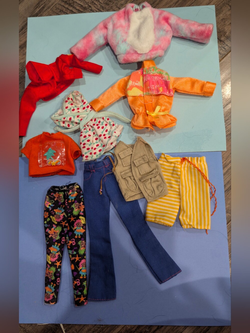 Barbie Doll Outfit Lot - Red, Pink, Orange, Yellow, Blue, Black, Tan